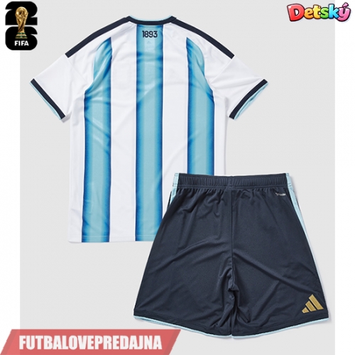 Lacne Dětský Futbalové dres Argentína MS 2026 Krátky Rukáv - Domáci (+ trenírky)